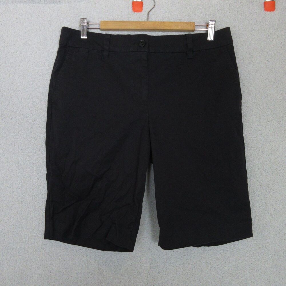 Talbots Bermuda Shorts Womens 10 Black Perfect Short 10.5" Inseam Cotton Stretch